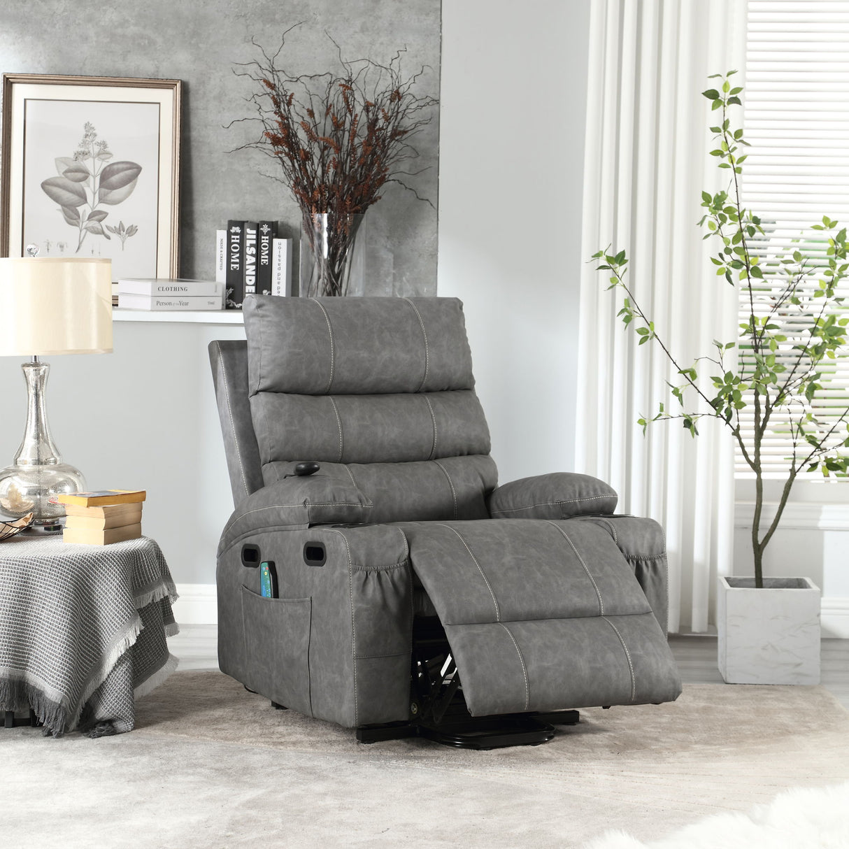 Cozy Electric Power Lift Recliner Chair Sofa For Elderly With Vibration Massage And Lumbar Heat