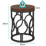 Round End Table Nightstand For Living - Brown / Black