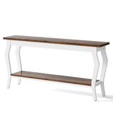 Console Table With Design, Extra Long Sofa Table For Living Entryway - Brown / White