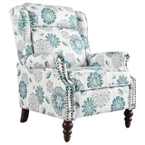 Push Back Recliner Chair Upholstered Recliner Armchair With Classic Wing Back And Solid Gourd-Shaped Legs