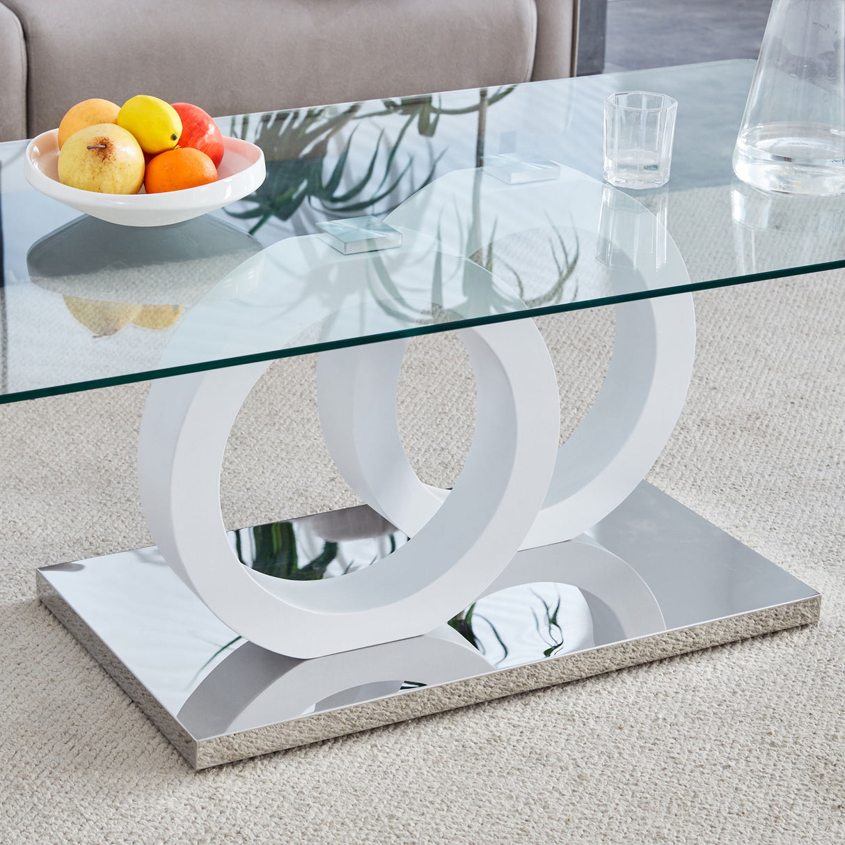 Contemporary Style Glass Top Coffee Table