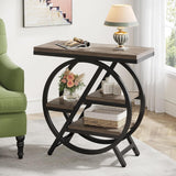Modern Narrow End Table With 3 Tier Shelves