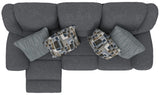 Trifecta - Power Sofa With 3 Recliners And Drop Down Table - Smoke