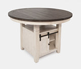 Madison County - Round High-Low Dining Table - Vintage White / Dark Brown
