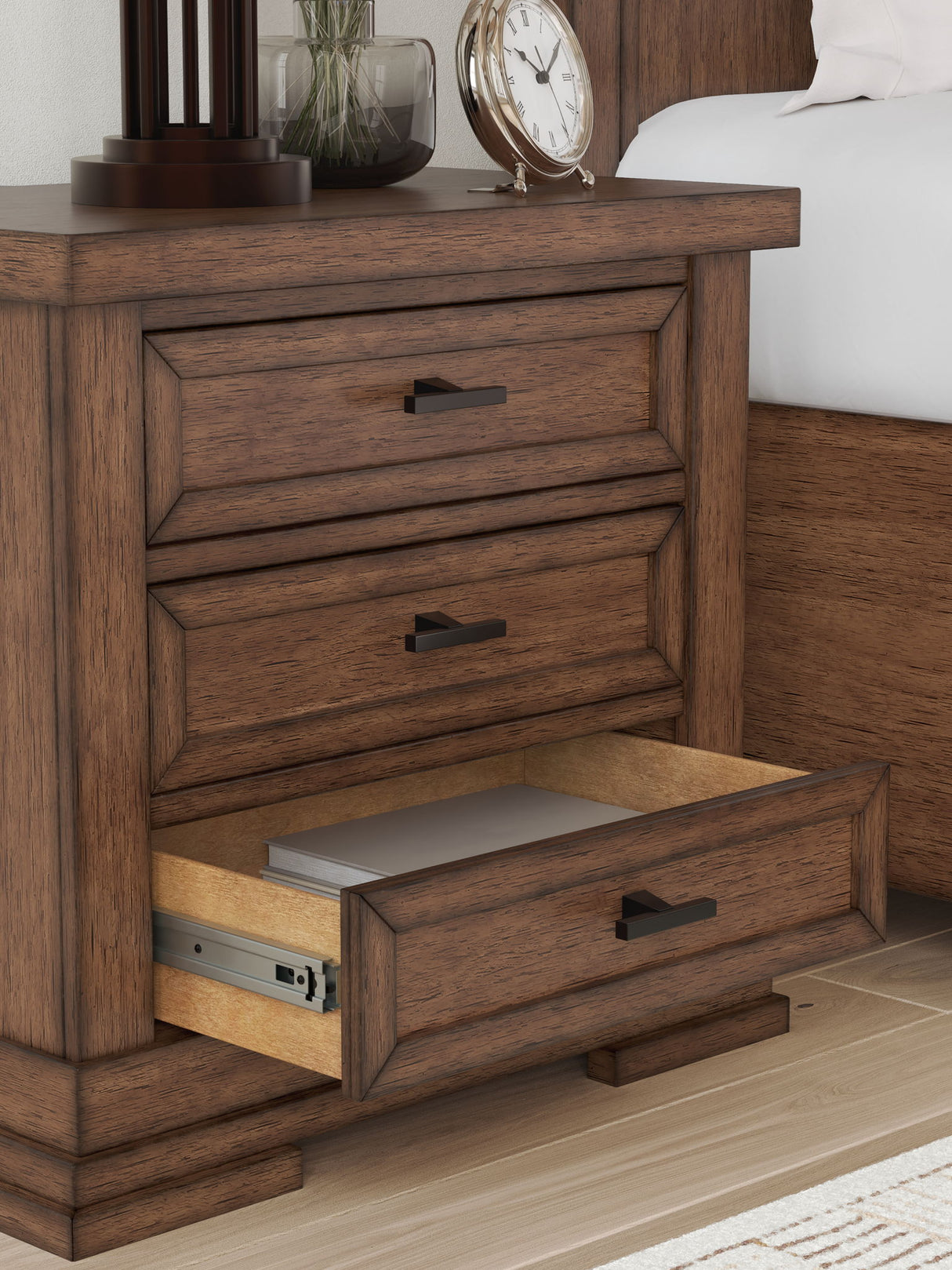 Taffenbrook - Medium Brown - Three Drawer Night Stand