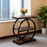 Industrial Narrow End Table With 3 Shelves