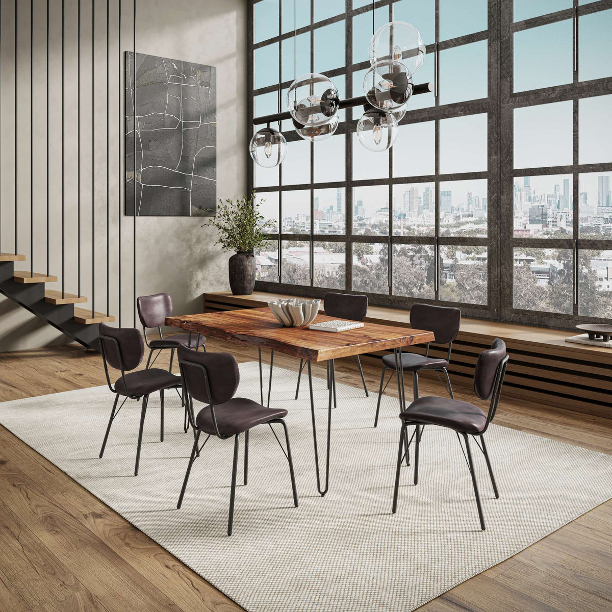 Nature's Edge - 7 Piece Upholstered Dining Set - Chestnut