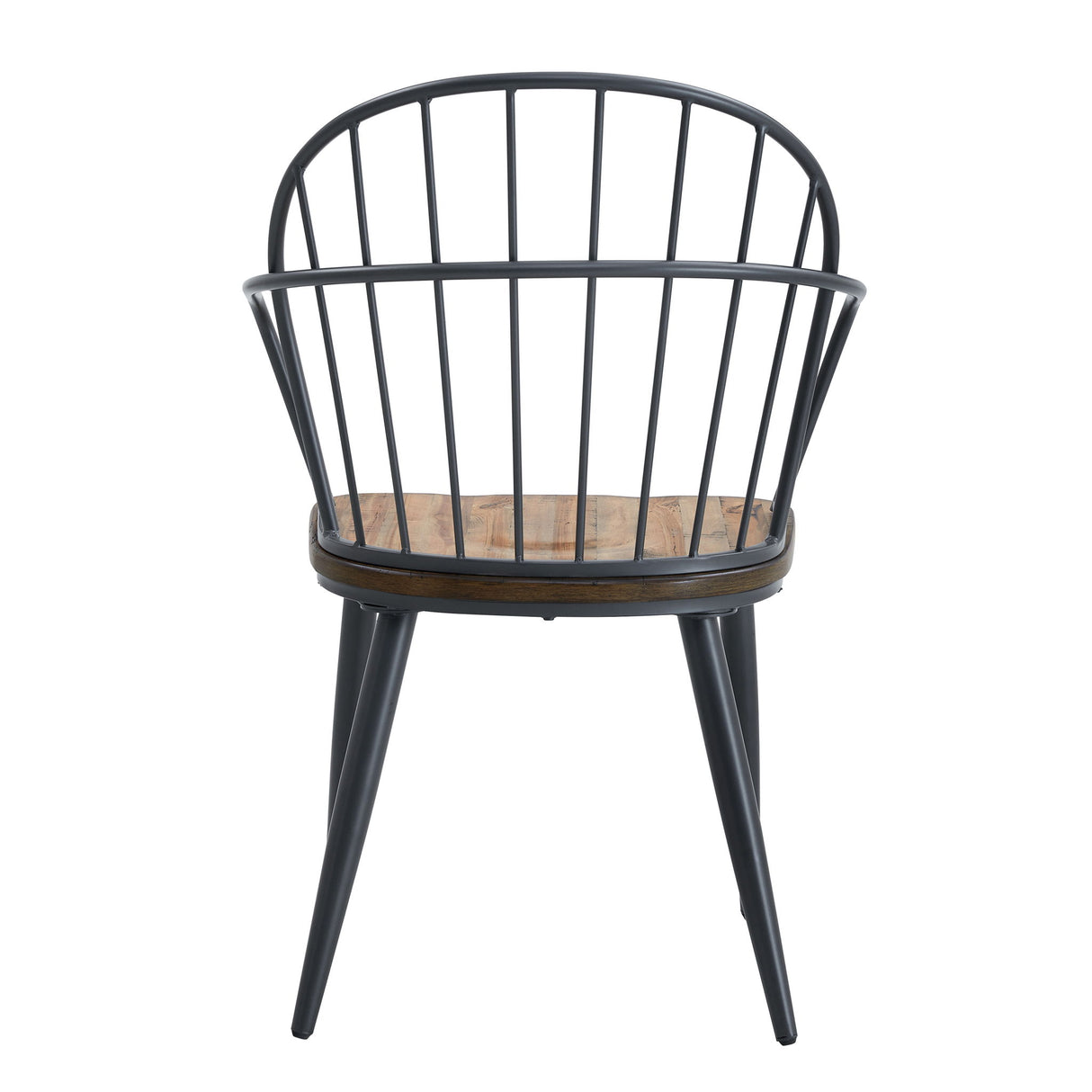 Industrial Inspired Indoor Dining Chair With Metal Legs And Birch (Set of 2) - Black / Natural