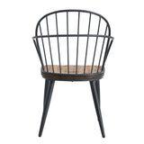 Industrial Inspired Indoor Dining Chair With Metal Legs And Birch (Set of 2) - Black / Natural