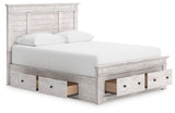 Makidern - Panel Storage Bed With 2 Under Bed Storage Units