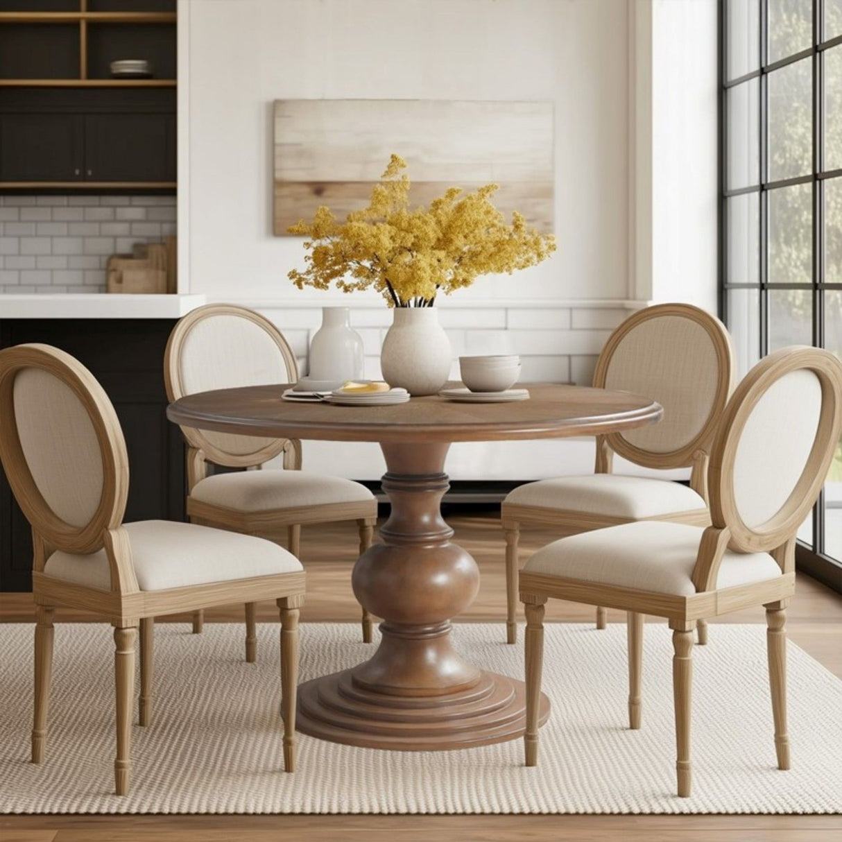 Round Pedestal Dining Table - Walnut