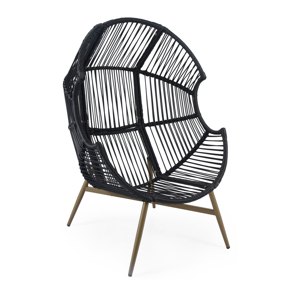 Cori - Outdoor Patio Egg Chair, With Cushion - Black / Khaki