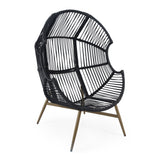 Cori - Outdoor Patio Egg Chair, With Cushion - Black / Khaki