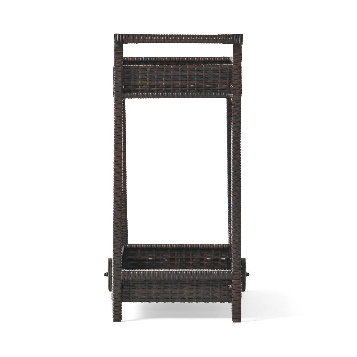 Resin Wicker Bar Cart With Metal Frame - Brown