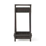 Resin Wicker Bar Cart With Metal Frame - Brown