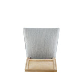 French Country Dining Chair With Rectangular Cane Backrest And Smooth Upholstered Seating