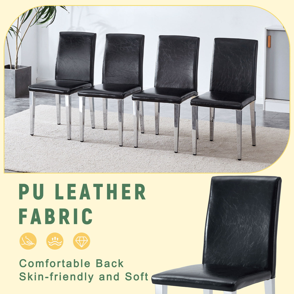 Elegant Upholstered Chairs & Metal Legs