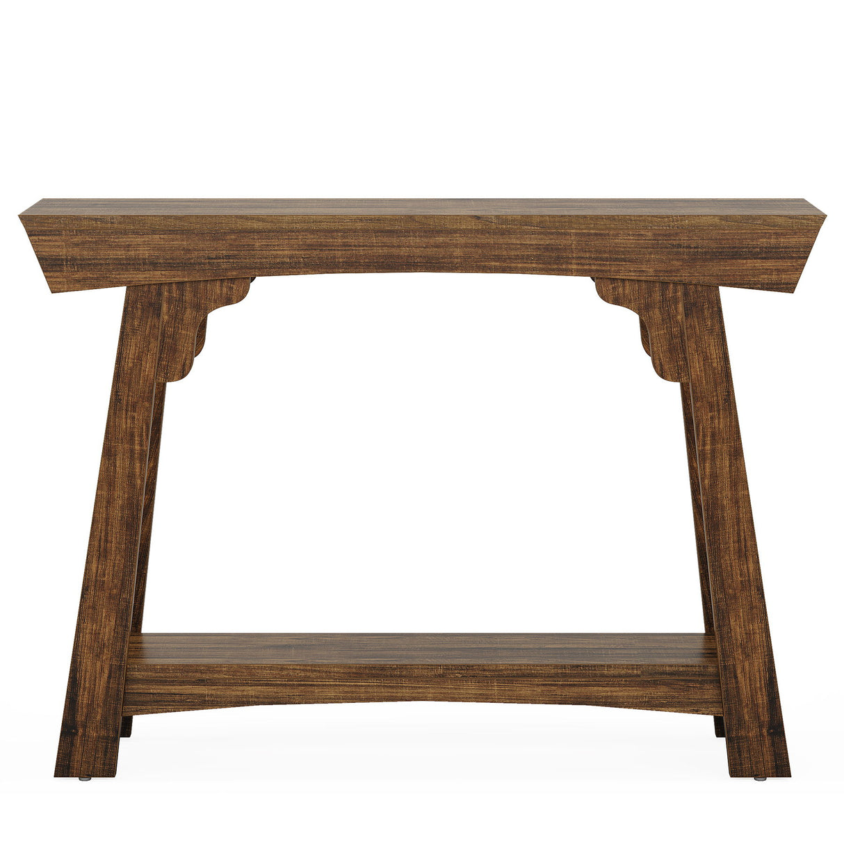 Console Table With 2 Tier Storage - Rustic Brown