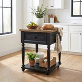 Heritage - Chopping Block Island With Casters - Oak Brown And Black