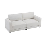 Modern Square Arm Sofa With Soft Fabric Upholstery, Deep Cushions
