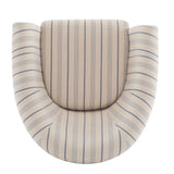 Modern Barrel Fabric Striped Barrel Chair With Channel Stitching - Beige / Blue Stripe