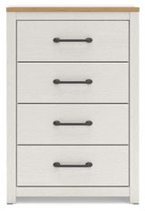 Linnocreek - White / Warm Brown - Four Drawer Chest