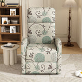 Modern Manual Recliner, Home Theater Chair With Adjustable Backrest For Living Room - Beige / Blue