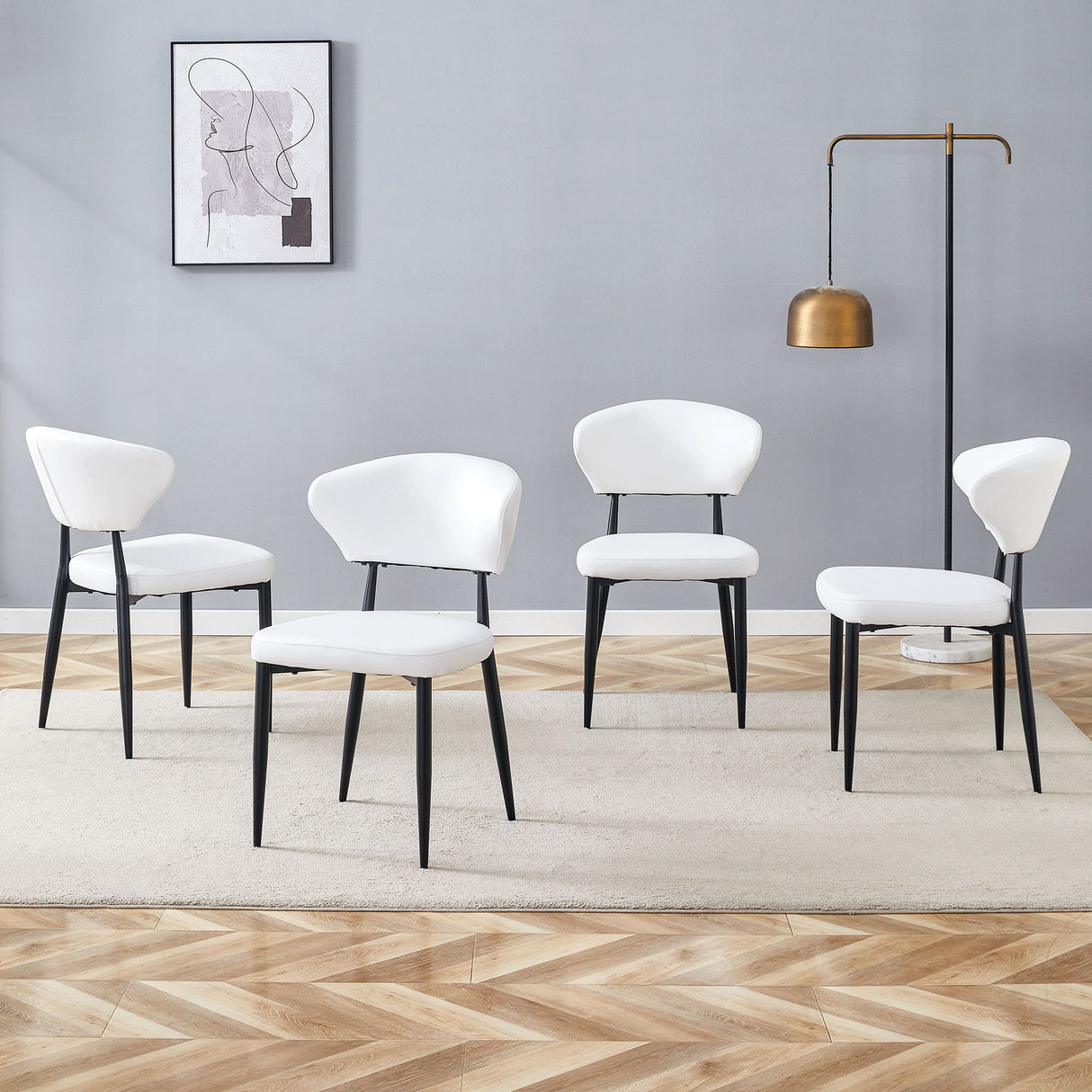 Minimalist Ergonomic Dining Chair With Curved Backres (Set of 4)