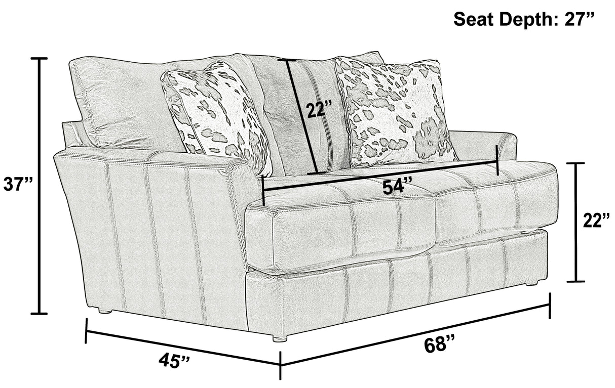 Pavia - Top Grain Italian Leather Loveseat With Cuddler Cushions - Cocoa