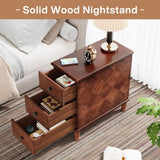 Narrow End Table With 3 Drawers, Compact Design For Small Spaces - Brown