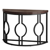 Semi Circle, Half Moon Console Table For Entryway With Geometric Base For Living Hallway - Rustic Brown