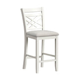 Brooks - 5 Piece Counter Set With Table And 4 Upholstery Seat & Wood Back Chairs - Medium Brown & White