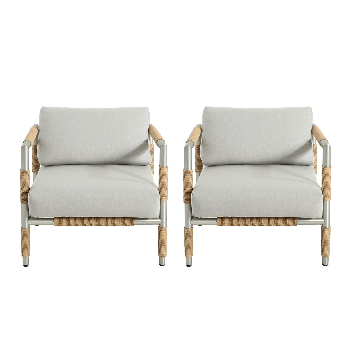 Oriana - Aluminum Outdoor Patio Armchair With Thick Cushions - Light Gray