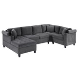 U Shaped Sectional Sofa, Corner Living Room Couch With Built In Cup Holders, Storage, USB Ports