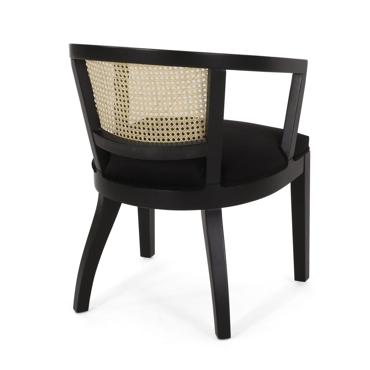 Elegant Dining Chair With Cane Web Backrests And Velvet Upholstery
