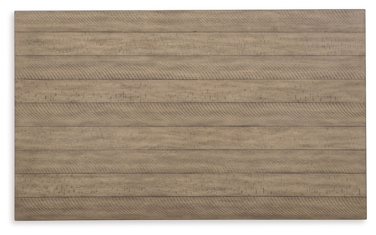 Skempton - Counter Height Dining Table and Bar Stools (Set of 7) - White / Light Brown