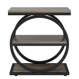 Industrial Narrow End Table With 3 Shelves