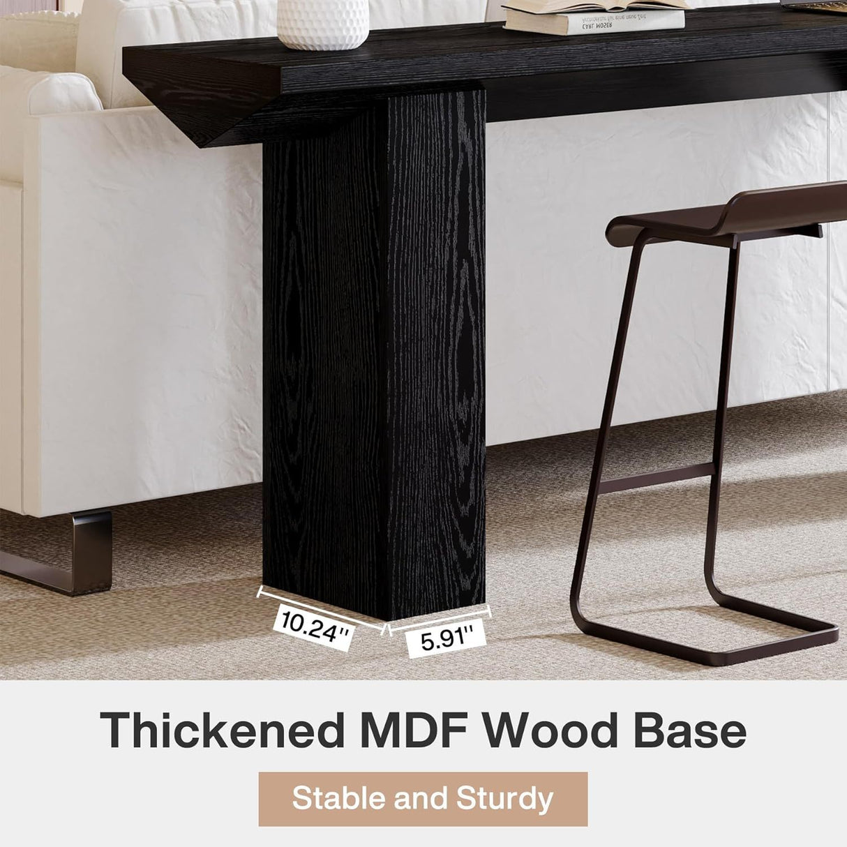 Extra Long Narrow Console Table For Entryway & Hallway - Black / White Print