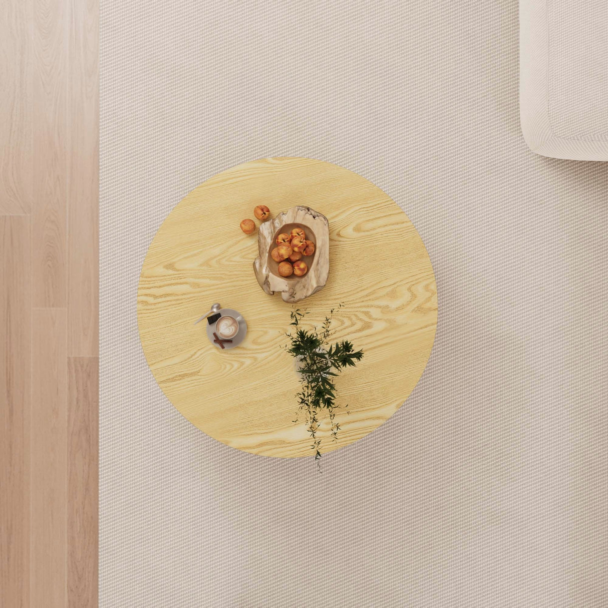 Modern Circular Coffee Table With Stripe Design And Storage Space