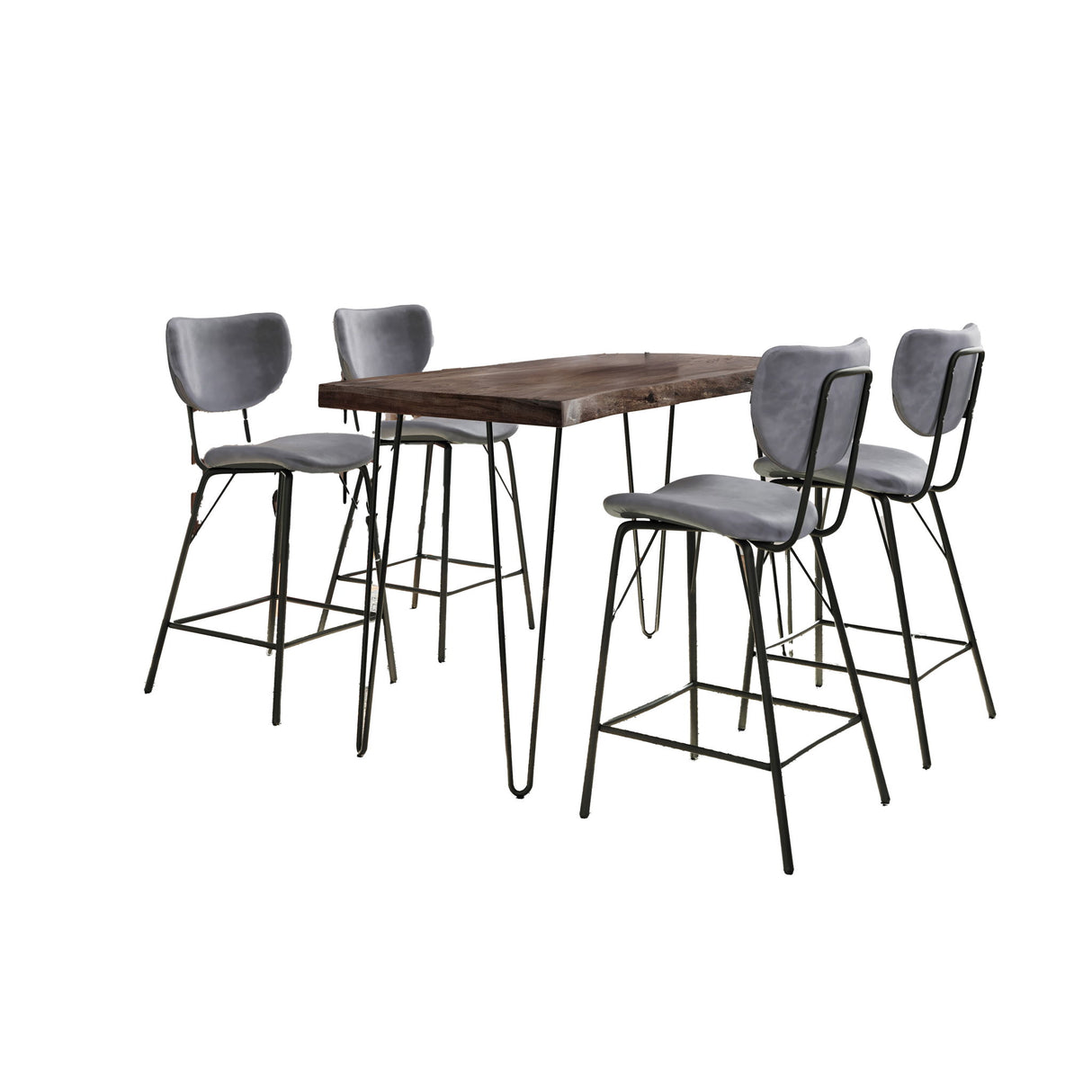 Nature's Edge - 5 Piece Counter Set With Modern Barstools - Slate