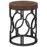 Round End Table Nightstand For Living - Brown / Black