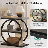 Industrial Narrow End Table With 3 Shelves