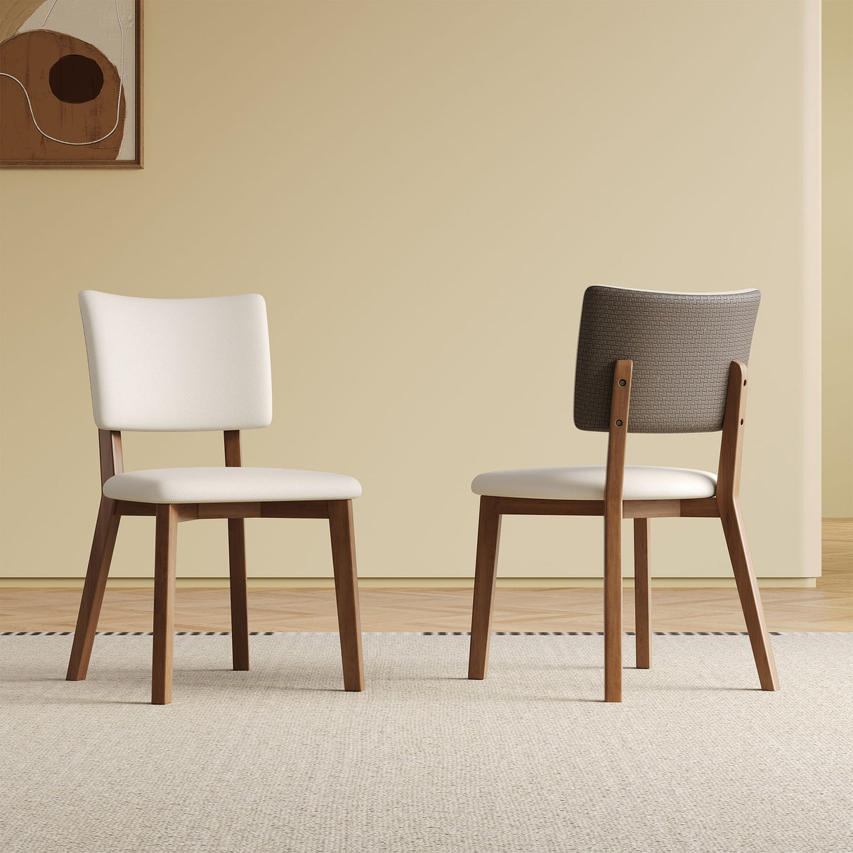 Dining Chair (Set of 2) - White / Deep Walnut