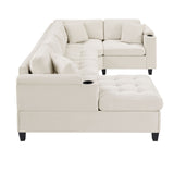 U Shaped Sectional Sofa, Corner Living Room Couch With Built In Cup Holders, Storage, USB Ports