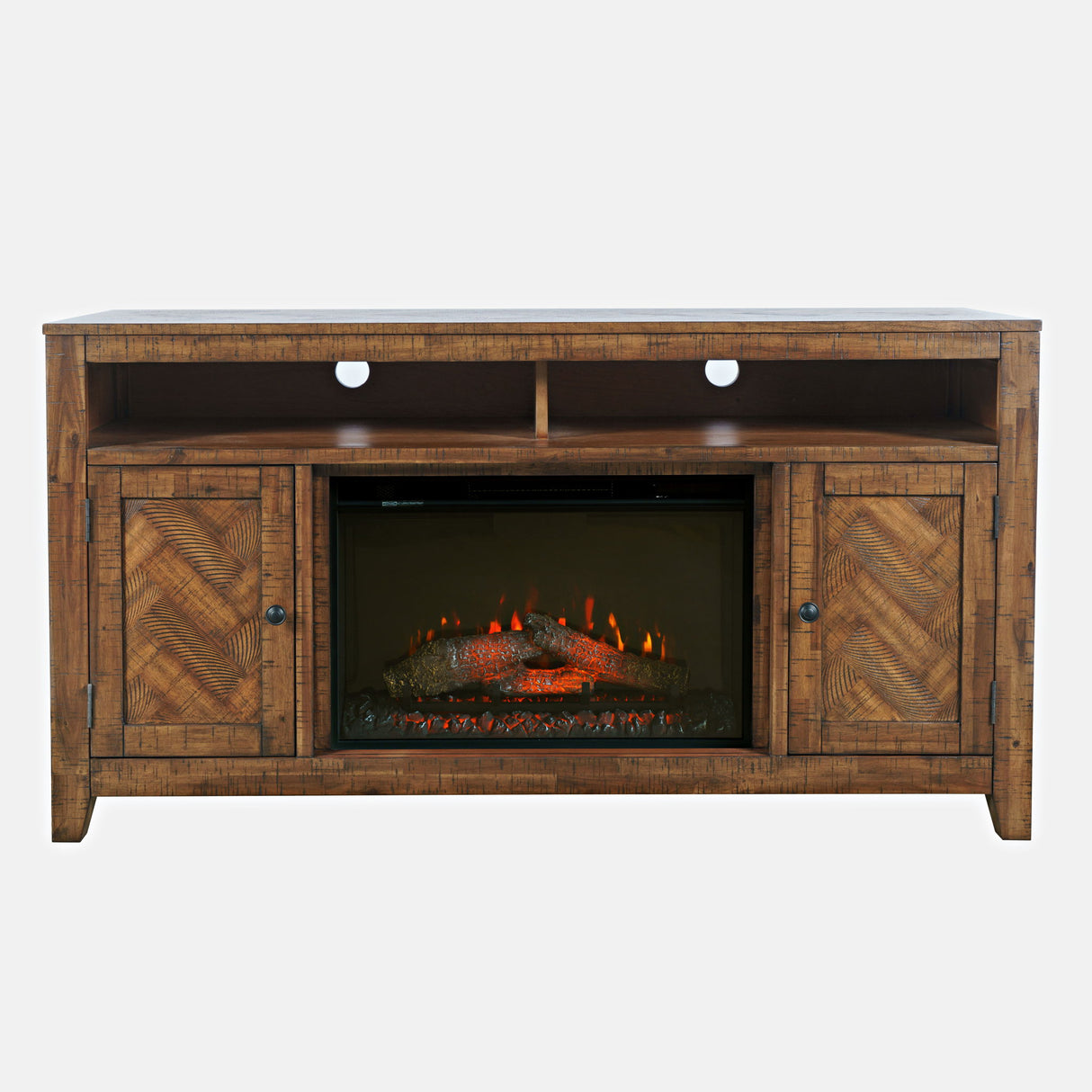 Fairview - 60" Electric Fireplace Media Console - Oak Dark Brown