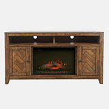 Fairview - 60" Electric Fireplace Media Console - Oak Dark Brown