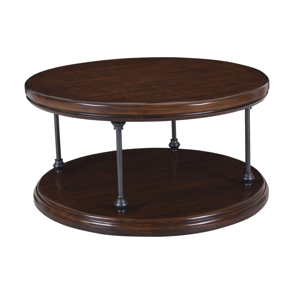 Larson - Round Cocktail Table - Distressed Brown