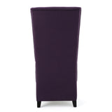 Fabric Dining Chair With High Back And Birch Wood Legs - Plum