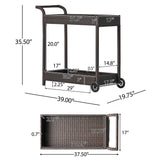 Resin Wicker Bar Cart With Metal Frame - Brown
