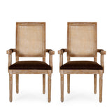 Elegant French Country Style Dining Chair With Cane Backrest